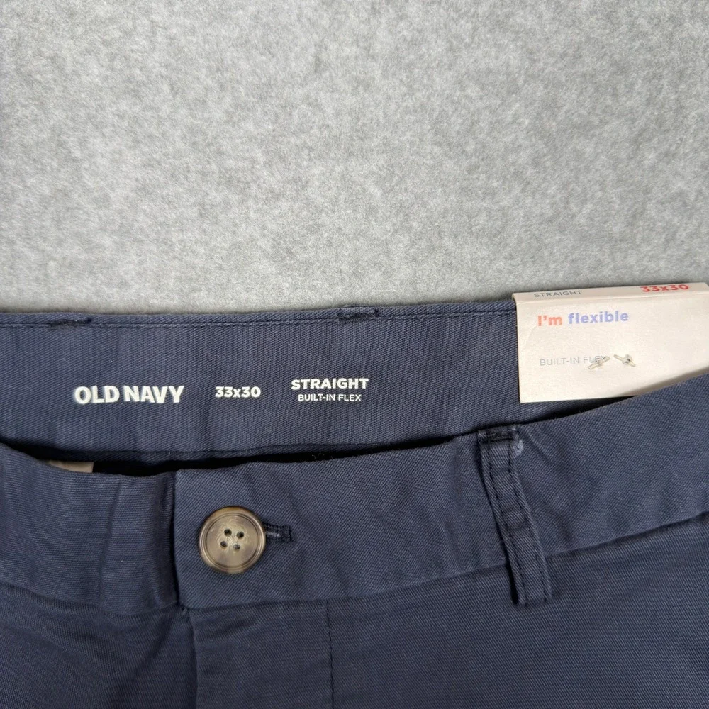 Old Navy 33x30 Straight Built-In Flex Navy Chino Pants Preppy Business Casual
